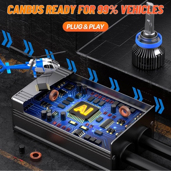 EVENTEK H11/H8/H9 LED Headlight Bulbs, 6000K Cool White 12000LM H11, IP67,2PCS - Picture 5 of 8